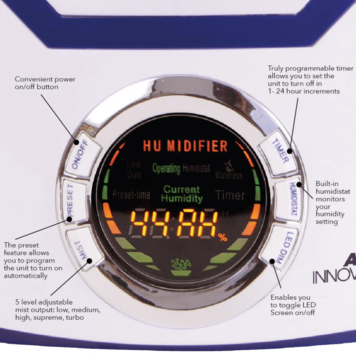 Air Innovations MH505 Cool Mist Digital Humidifier 4 Air Innovations MH505 Cool Mist Digital Humidifier - Image 2