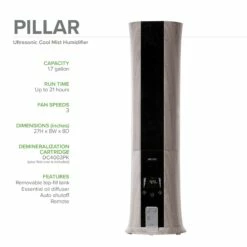 AIRCARE Pillar Ultrasonic Cool Mist Humidifier -FRIGIDAIRE Sales Shop aircare pillar ultrasonic humidifier spec sheet