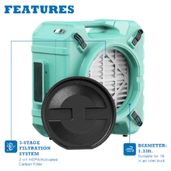 AlorAir PureAiro HEPA Pro 770 Air Scrubber -FRIGIDAIRE Sales Shop alorair pro 770 air scrubber green features graphic