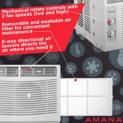 Amana 5,000 BTU Window Air Conditioner W/ Mechanical Controls -FRIGIDAIRE Sales Shop amana amap050dw 5000 btu window air conditioner mechanical controls graphic 1