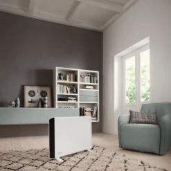 Delonghi 1500W Slim Style Convection Heater -FRIGIDAIRE Sales Shop delonghi hcx9115e slim style convection heater lifestyle 3