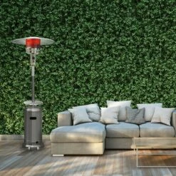 Hanover 48,000 BTU Umbrella Propane Patio Heater - Stainless Steel -FRIGIDAIRE Sales Shop hanover han003ss 48000 btu umbrella patio heater stainless steel lifestyle 2