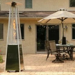 Hanover 42,000 BTU Pyramid Propane Patio Heater -FRIGIDAIRE Sales Shop hanover pyramid propane patio heater han102ss lifestyle 3