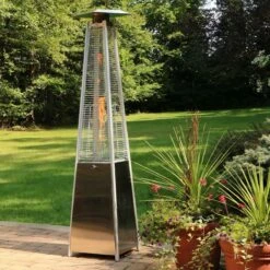 Hanover 42,000 BTU Pyramid Propane Patio Heater -FRIGIDAIRE Sales Shop hanover pyramid propane patio heater han102ss lifestyle main