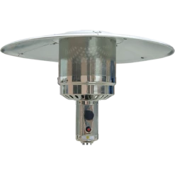 Hanover 48,000 BTU Steel Umbrella Propane Patio Heater - Bronze/Stainless Steel -FRIGIDAIRE Sales Shop hanover steel umbrella propane patio heater bronze han002brss close