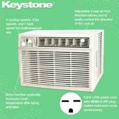 Keystone 18,000 BTU Window Air Conditioner -FRIGIDAIRE Sales Shop keystone ksthw18a 18000 btu window ac heat feature graphic