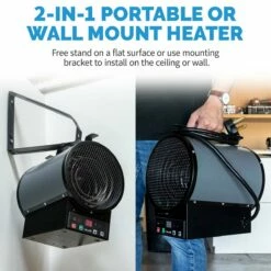 NewAir 2-in-1 Freestanding Or Ceiling/Wall Mounted Electric Garage Heater -FRIGIDAIRE Sales Shop newair 2 in 1 freestanding ceiling wall mount electric garage heater 2 in 1 graphic