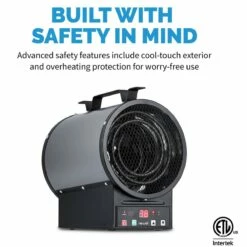 NewAir 2-in-1 Freestanding Or Ceiling/Wall Mounted Electric Garage Heater -FRIGIDAIRE Sales Shop newair 2 in 1 freestanding ceiling wall mount electric garage heater safety graphic