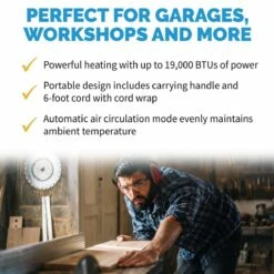 NewAir Portable 5600-Watt Electric Garage Heater -FRIGIDAIRE Sales Shop newair g56 portable 240v garage heater features graphic