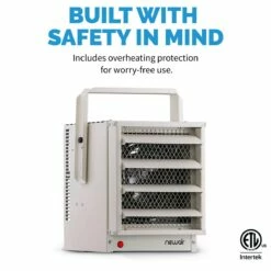 NewAir Hardwired Electric Garage Heater -FRIGIDAIRE Sales Shop newair g73 hardwired electric garage heater safety graphic
